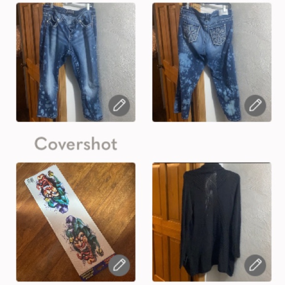 EUC Denim Capris 20P+🖤Sweater 1X+2🃏Jester decals NOC